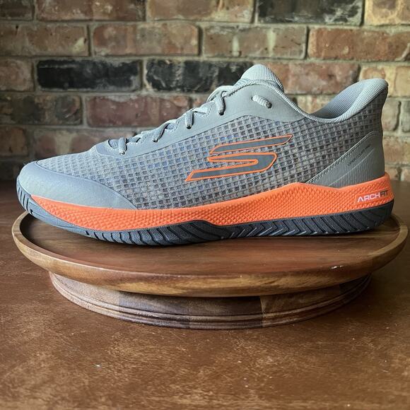 Skechers Viper Court Pro Pickleball Shoes Sneakers Gray Orange Men's 13 - Picture 1 of 16